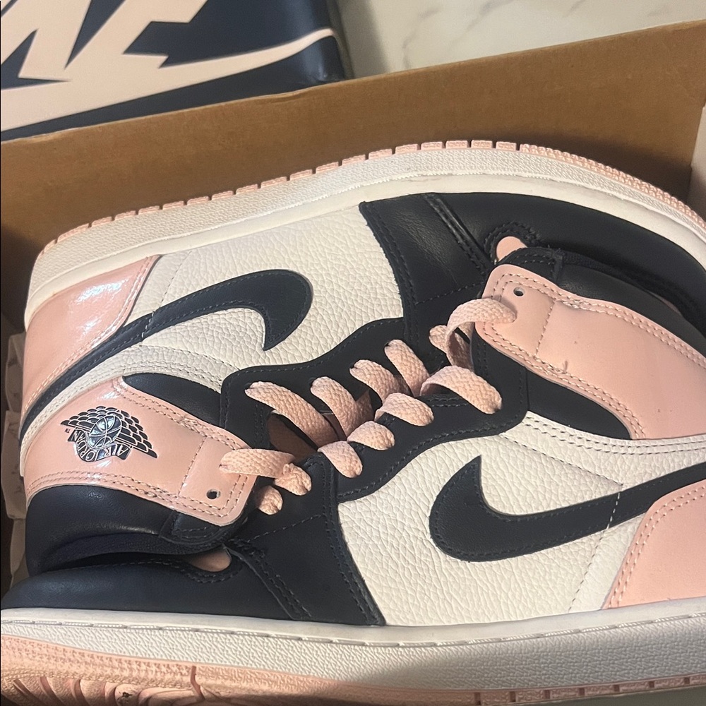 Nike Black and Pink Leather Sneakers
